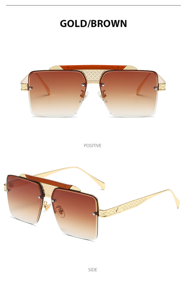 Luxury Square Sunglasses Double Bridge Unisex Stylish Eyewear_voghion.com
