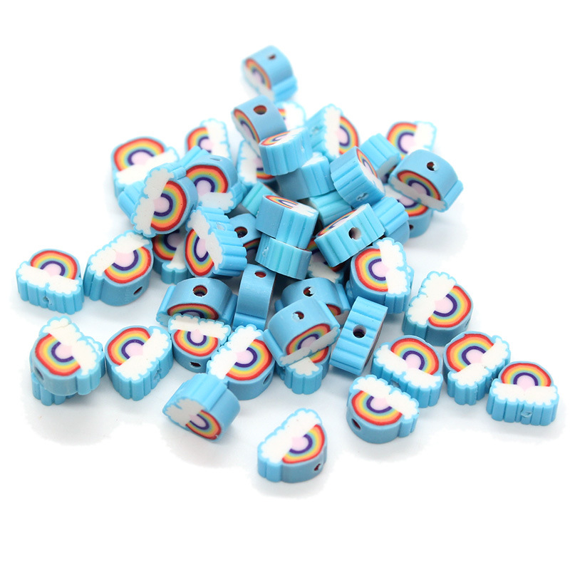 Cuentas de cerámica suave DIY, caras sonrientes, sueltas para pulseras y collares