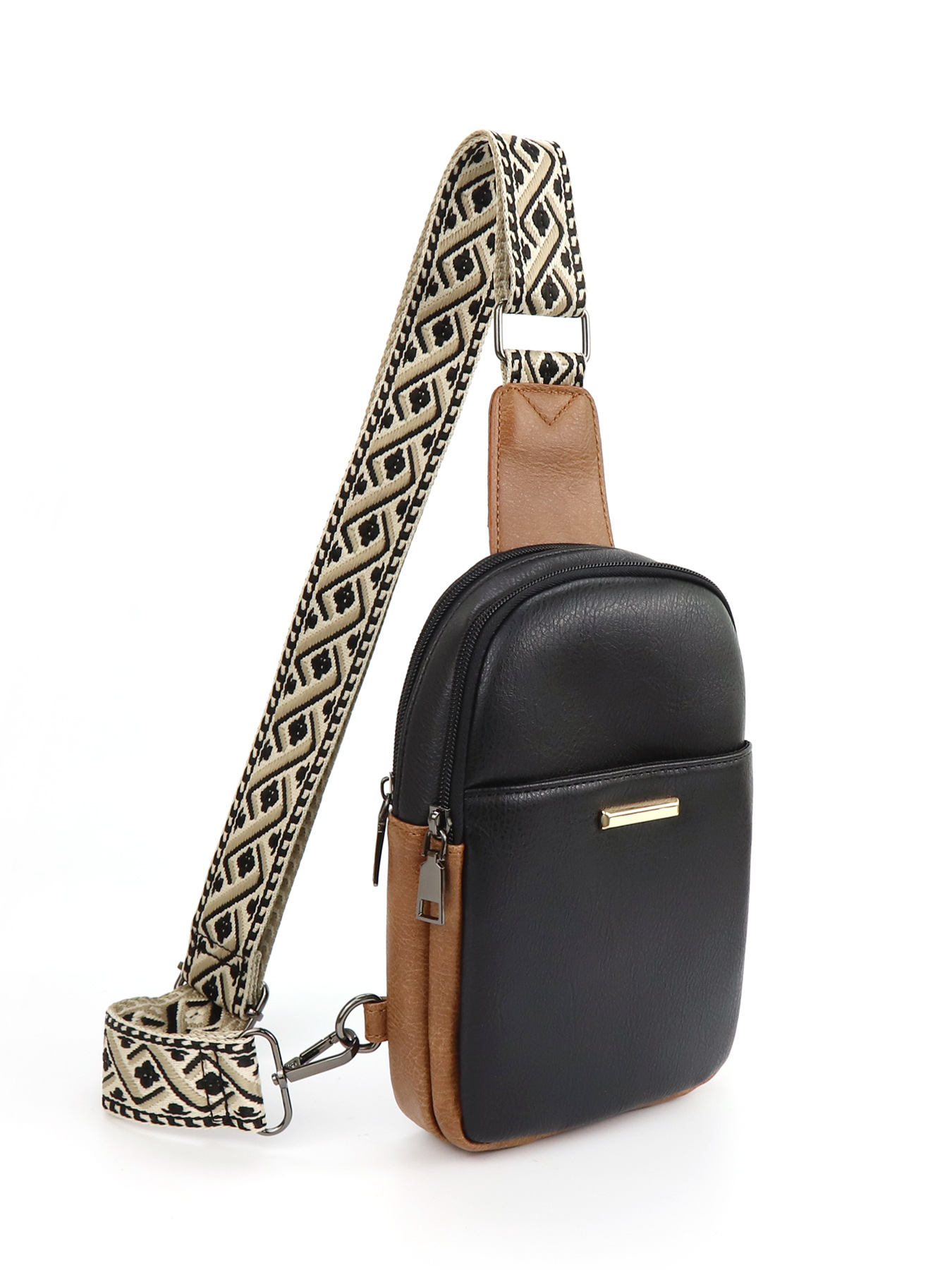 259g Weight Polyester Lining Material Zipper Closure Type Sling Strap Strap Type Fanny Pack Bags Type Daily Occasion Pu Leather Material Color Block Pattern All Seasons Season Unisex Gender Vintage Style Style Oval Shape Unisex Vintage Style Color Block Pu Leather Waist Bags 33