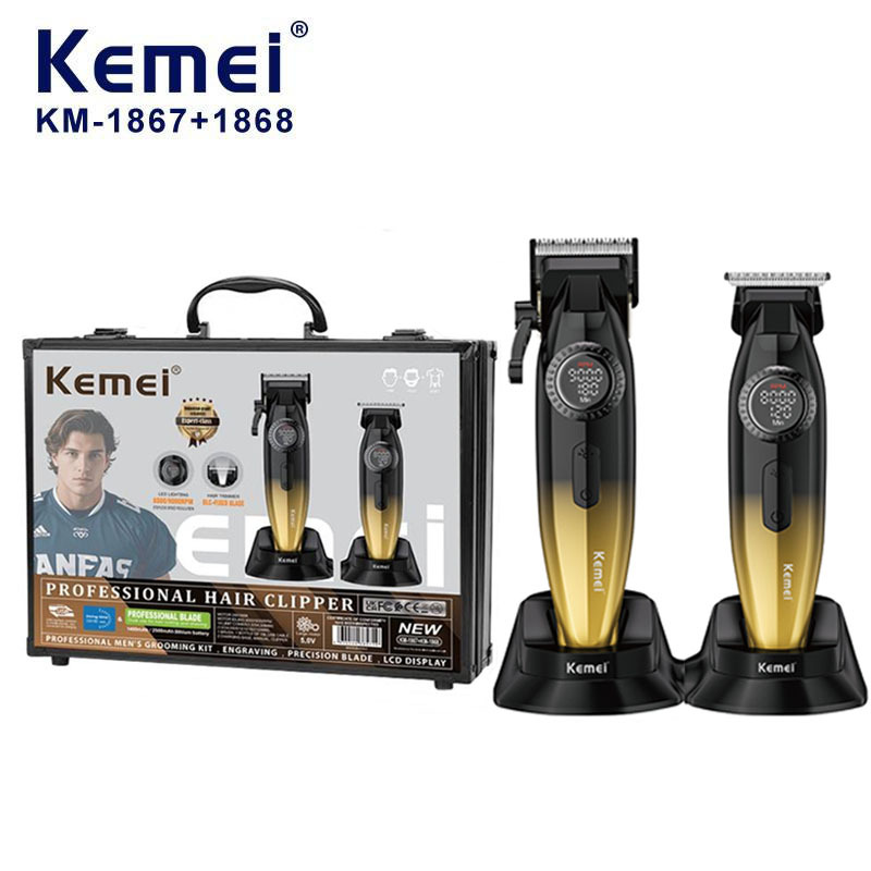 Kemei cortador de pelo eléctrico de empuje profesional conjunto de cabeza de aceite de empuje digital cortador de pelo eléctrico de empuje especial para salón de pelo