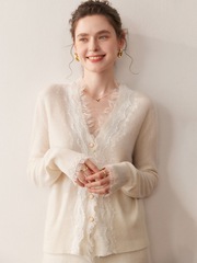 法式羊绒针织开衫纯色外套宽松女山百搭设计时尚上衣流苏毛衣显瘦
