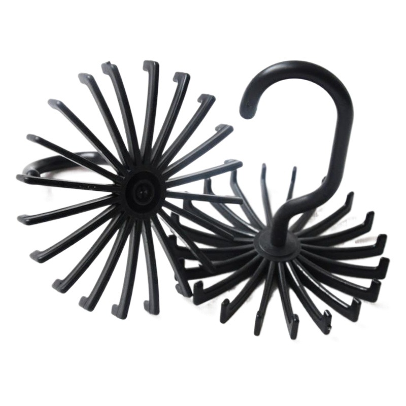 Creative Multifunctional 20-claw Tie Rack Plastic Hook 360 Degree Rotating Folding Tie Rack Household Storage Rack