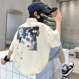 Boys Short-Sleeved T-Shirt Summer 2025 New Kidsren's Summer Polo Shirt Half-Sleeved T-Shirt Thin Section Boy Medium and Large Kidsren's T-Shirt