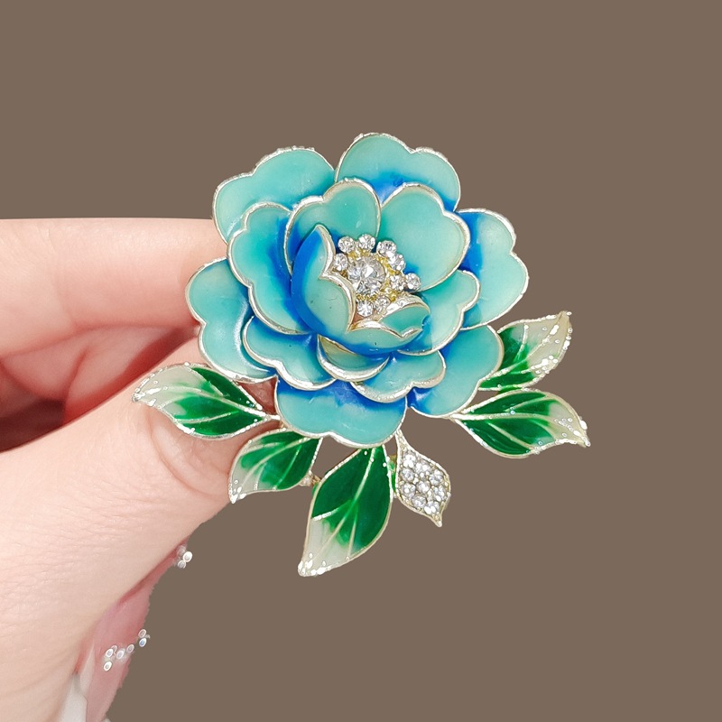 New Chinese-Style Classical Peony Flower Brooch, Exquisite and Elegant, High-End Floral Pin, Light Luxury Qipao Accessory