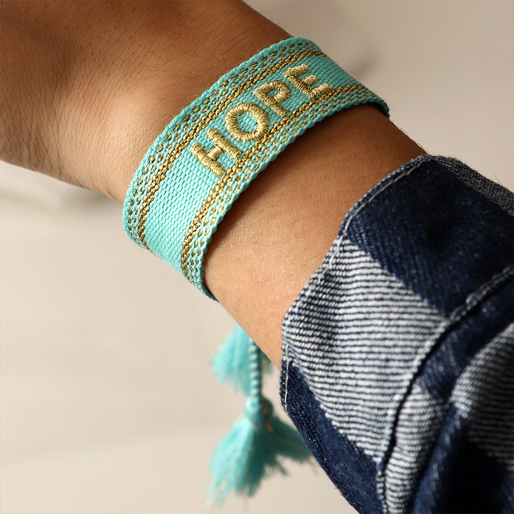 Ethnic Trend Hand-woven Retro Embroidery Love Letter Tassel Hand Rope Bracelet display picture 5