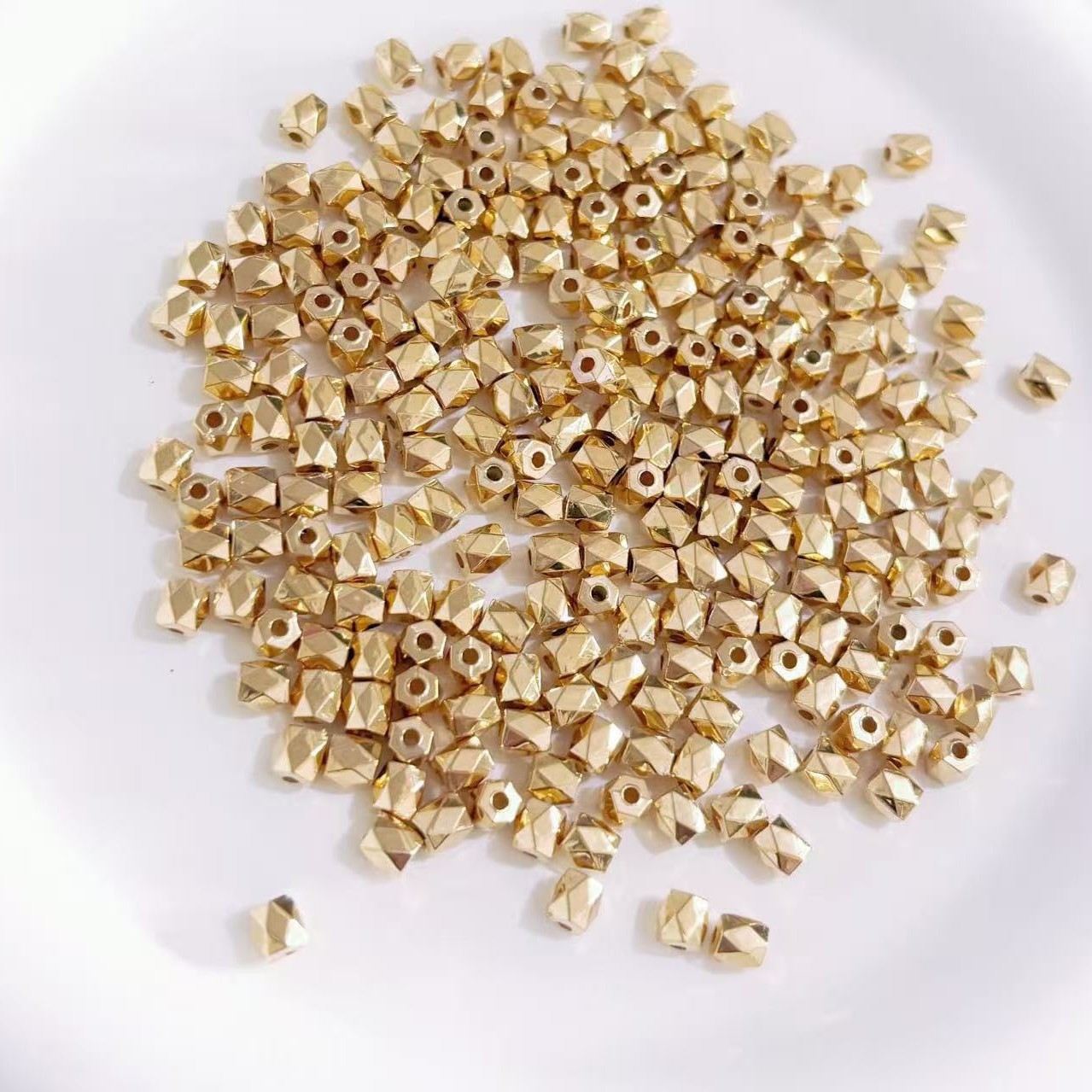 Electroplated Ccb Long Angle Beads Faceted Rhombus Fixed Spacer Beads DIY Handmade Necklace Bracelet Jewelry Accessories Material