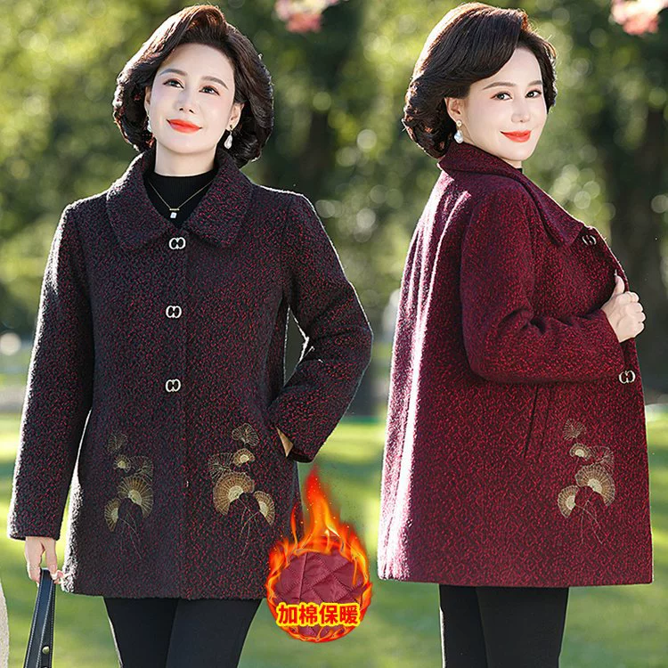 Пожилые люди зимняя женская куртка мама плюшевая толстая шерстяная короткая бабушка с лацканным воротником