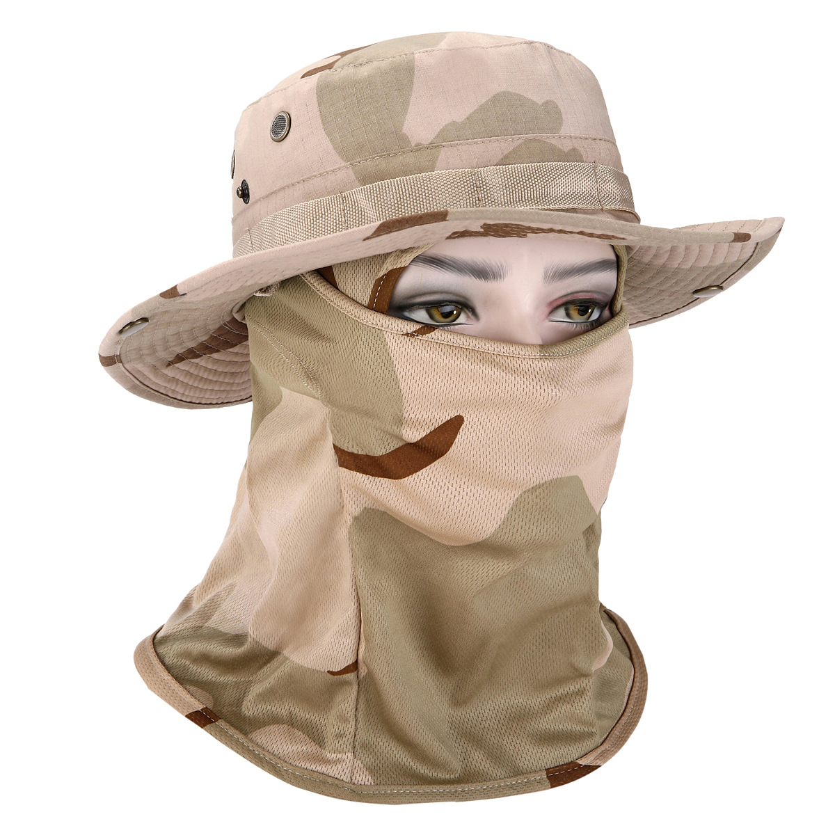 Sombrero de camuflaje con ala ancha al aire libre sombrero Benni sombrero de camuflaje para fanáticos militares sombrero de alpinismo de pesca protector solar sombrero de pescador transpirable hombre