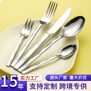 Cross-border Ling-shaped High-grade Forged Thickened Stainless Steel Tableware Knife, Fork and Spoon 5 Main Parts Hotel Western Steak Knife and Fork