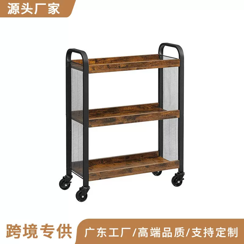 跨境专供滚动储物车简易铁艺收纳架多功能客厅小推车厨房置物架