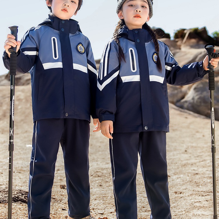 New children's kindergarten uniforms, winter wind- and rain-resistant outdoor jackets for kids, school uniform sets for primary and secondary school students, class uniforms.