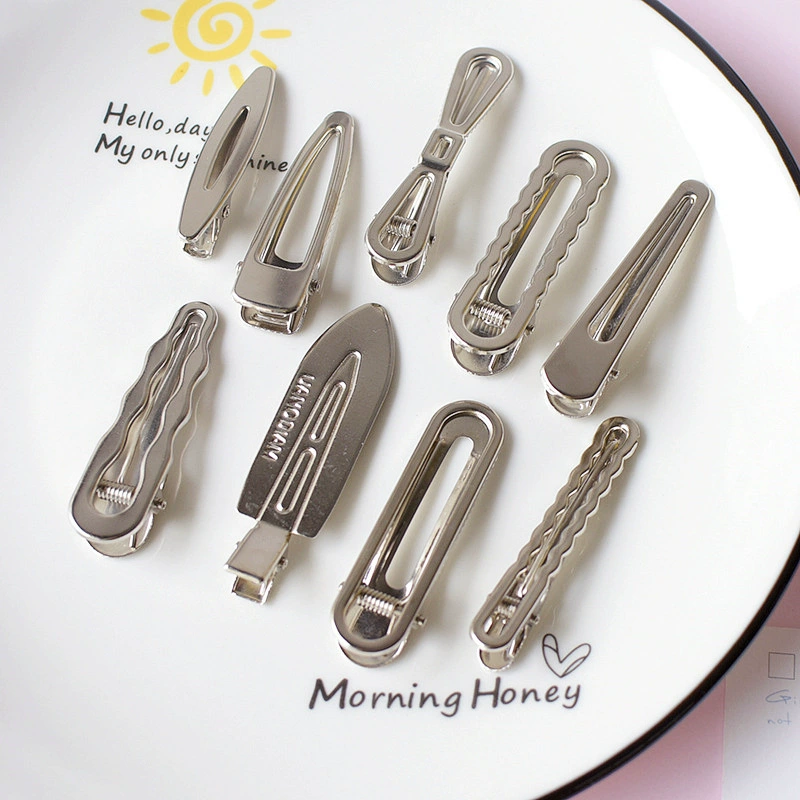 Сладкая и крутая серебряная металлическая заколка для волос, базовые аксессуары для волос, заколка для волос интернет-знаменитостей, боковая заколка ручной работы, материал «сделай сам», боковая заколка, прочная