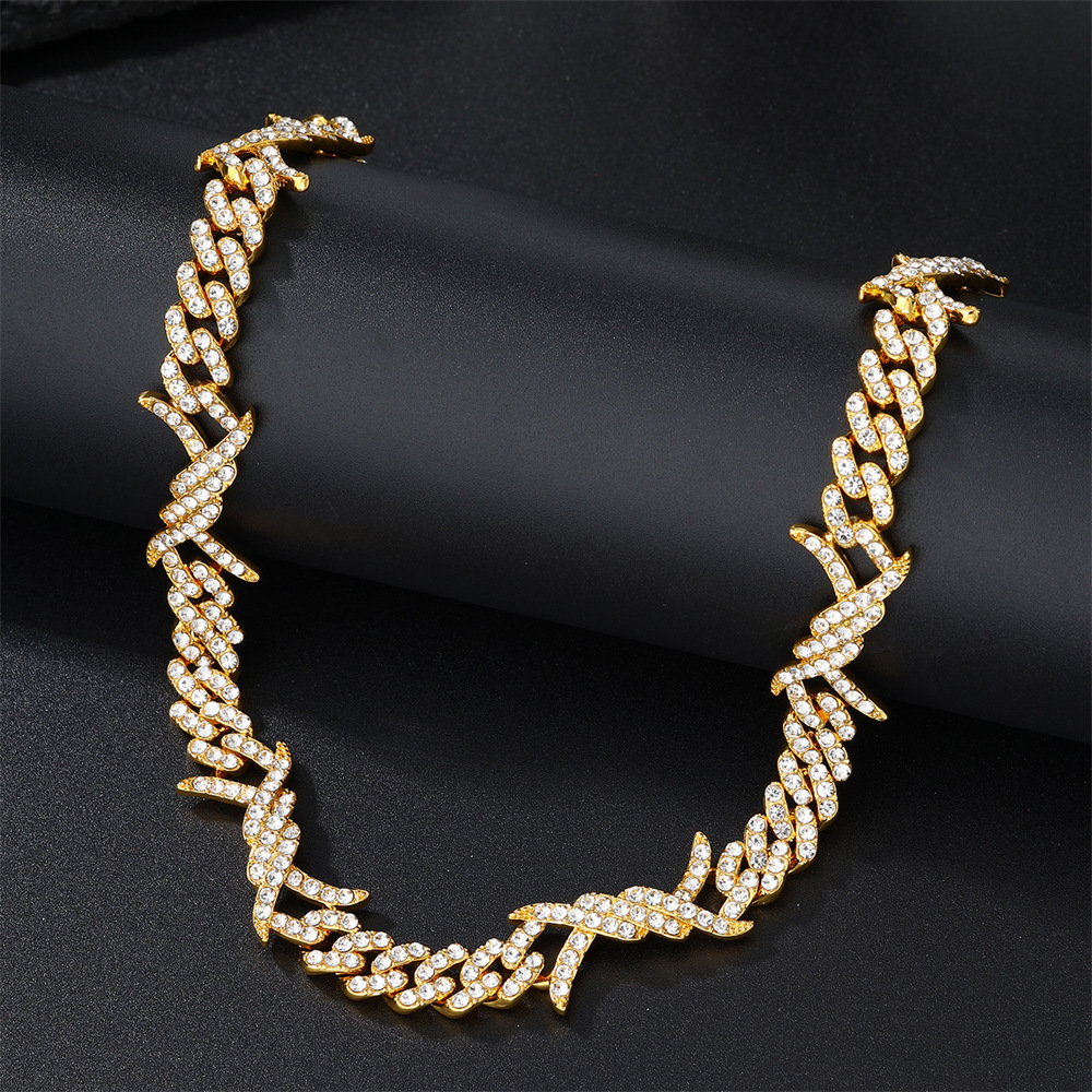 48g Weight Zircon Inlay Material Necklace Classification Alloy Chain Material 1 Piece Quantity Holiday Occasion Alloy Material Solid Color Pattern All Seasons Season Unisex Gender Inlay Design Hip-Hop Style Hip-Hop Solid Color Alloy Inlay Zircon Unisex Necklace Men Chain Necklaces 11