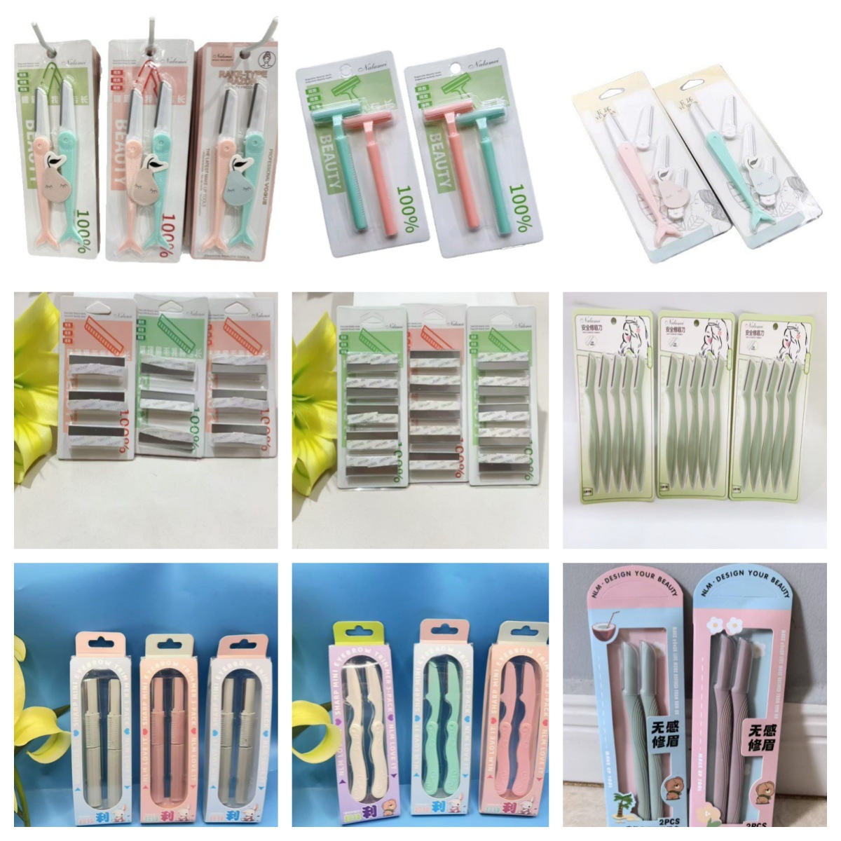 38 tipos de cuchillo de cejas plegables herramientas de maquillaje con cuchilla de cejas reemplazable 2 yuanes tienda dos yuanes tienda al por mayor