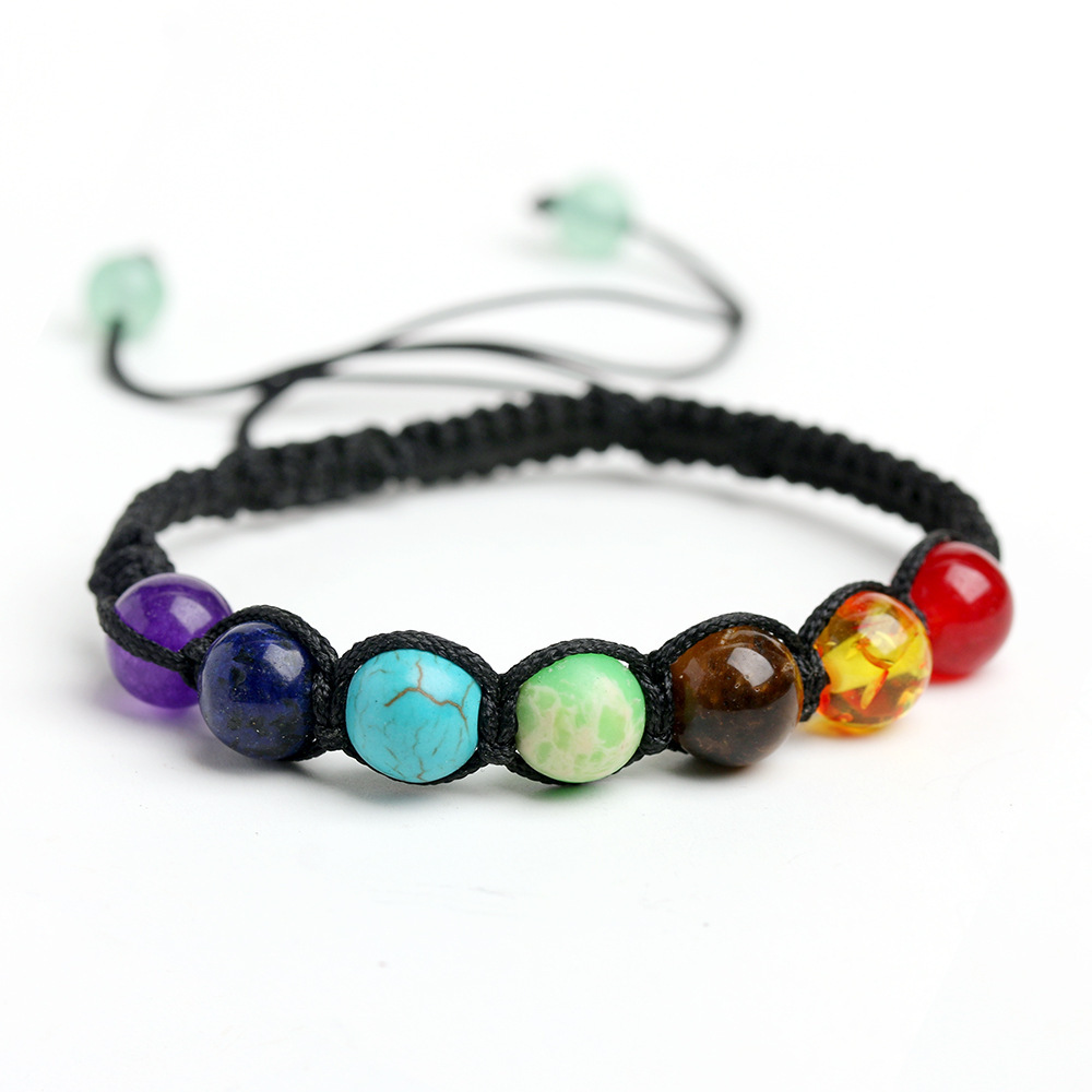Pulsera tejida de cristal colorido exótico, pulsera asimétrica hecha a mano, pulsera geométrica de piedra energética para yoga