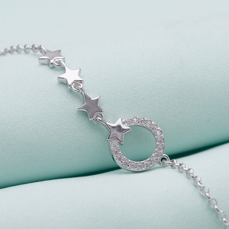 Moda coreana S925 plata esterlina pulsera de estrellas femenina simple y versátil nicho de diseño joyas de mano regalos de Navidad