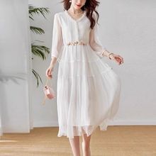 甜美白色高级感气质连衣裙女夏季新款奢华大牌超仙长裙子沙滩裙