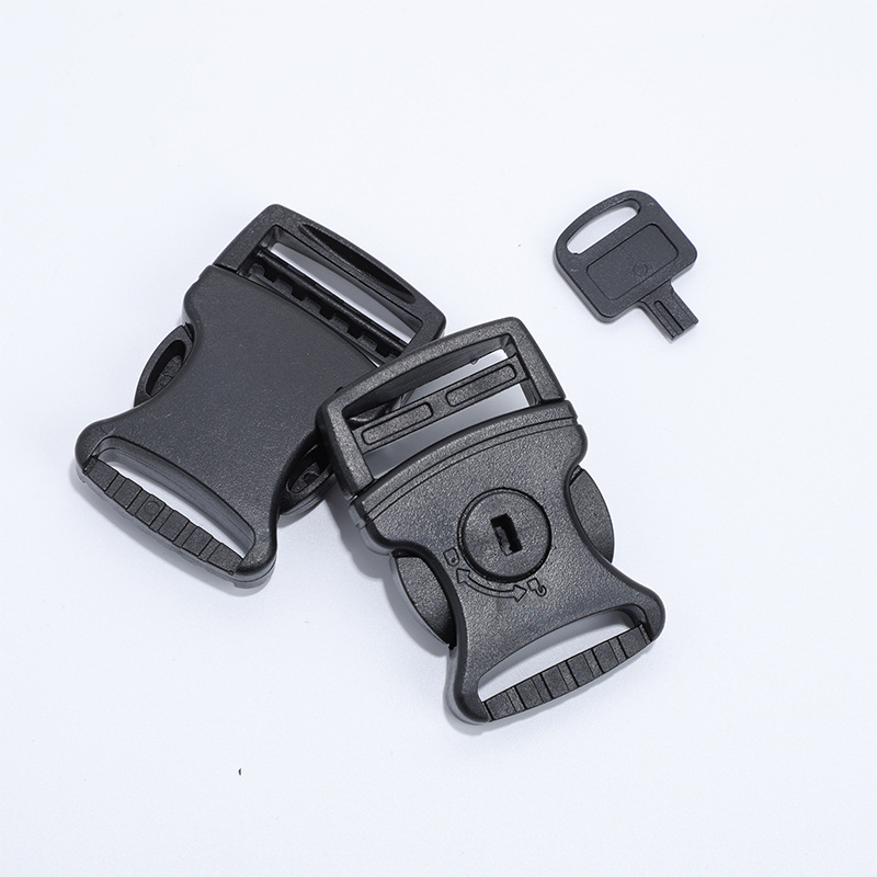 Fabricante de material de plástico de 2,5 cm con llave de bloqueo de botón de plástico anti-perdida de cuerda de tracción botón hembra