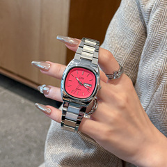 Goldie's simple new style retro fashion rounded square steel strap quartz watch for women with calendar casual ladies watch