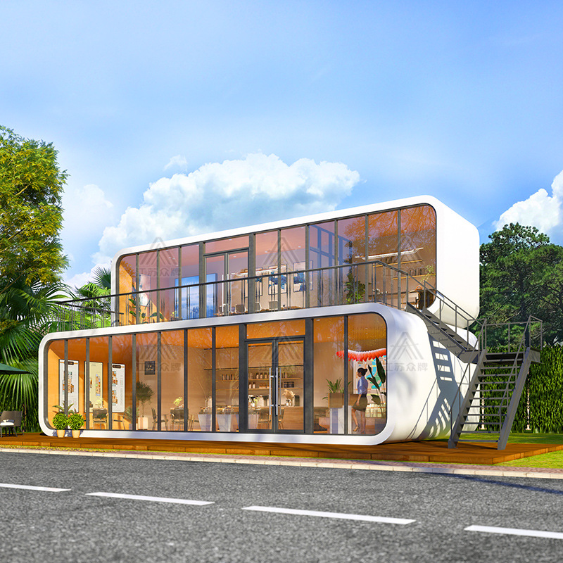 Apple Warehouse de doble capa, casa móvil, cápsula espacial, área escénica, turismo cultural, casa de familia, habitación de hotel, salón de oficinas, solárium