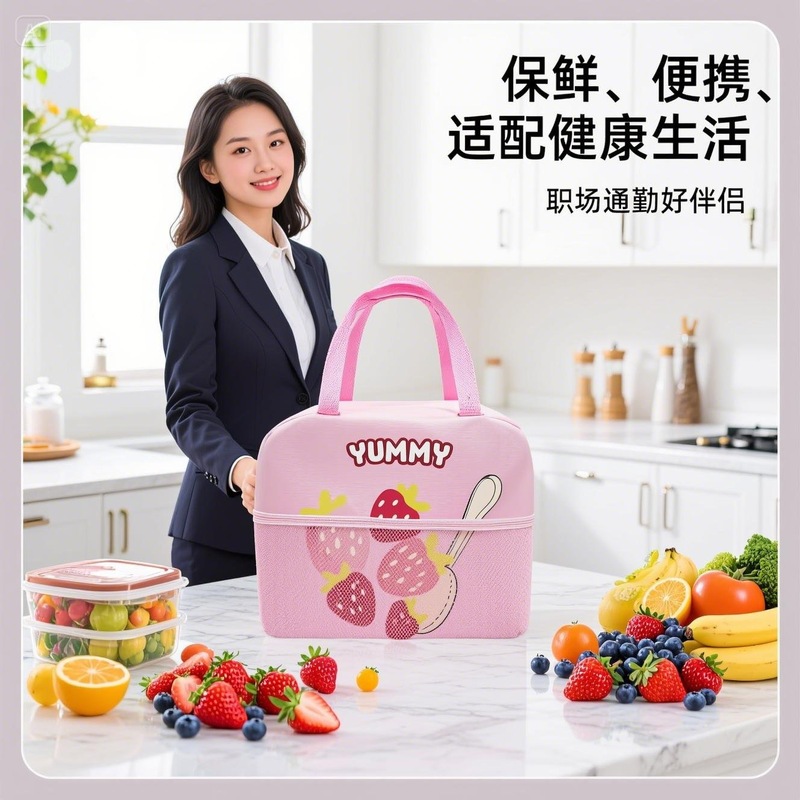 卡通防水保温袋 学生饭盒袋 手拎便当包大容量午餐包铝箔饭盒包|undefined