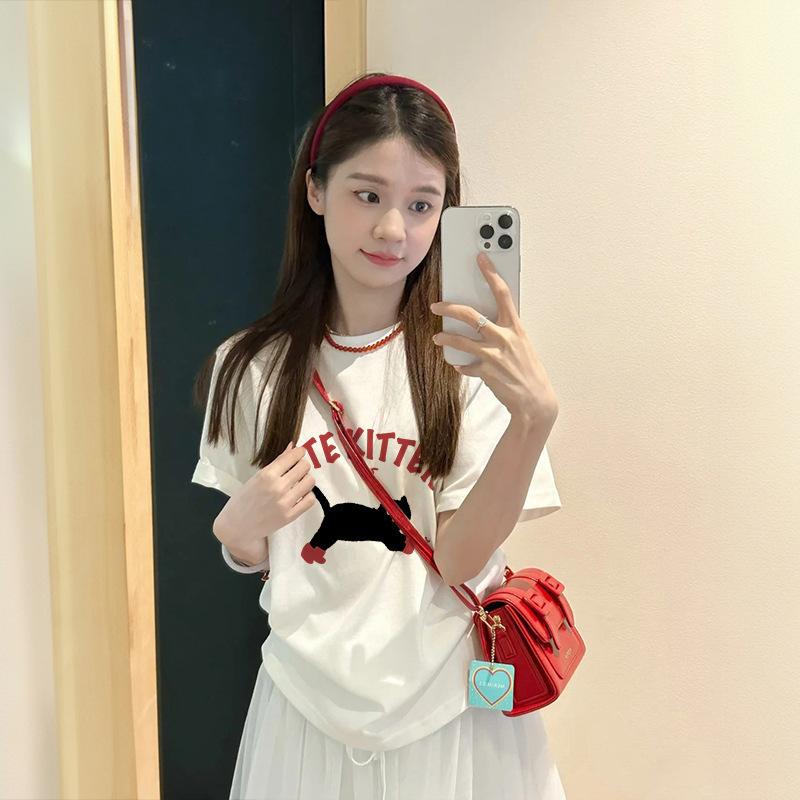 夏季新款短袖t恤女韩版印花宽松学生上衣装打底衫ins潮详情3