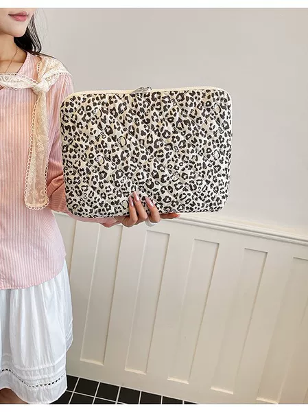 Korean-style ins-style leopard print laptop sleeve bag, iPad tablet anti-drop case 11/13/15inch laptop storage bag trendy