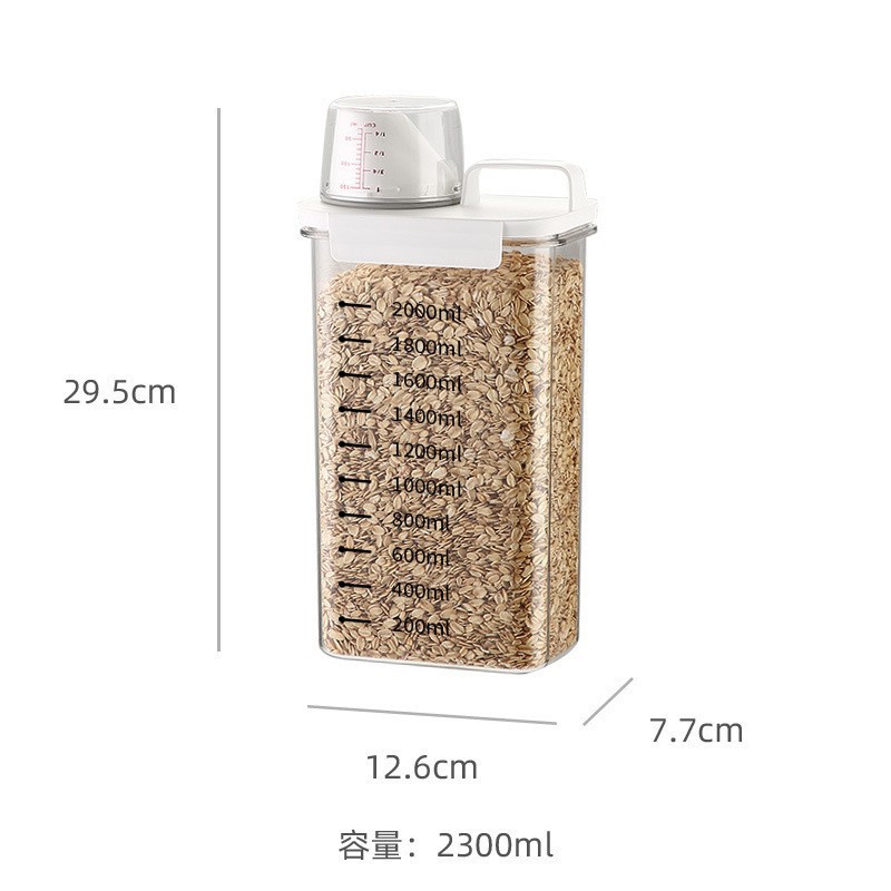 Grain jar with scale-white lid 2300ml / Kraft paper box packaging