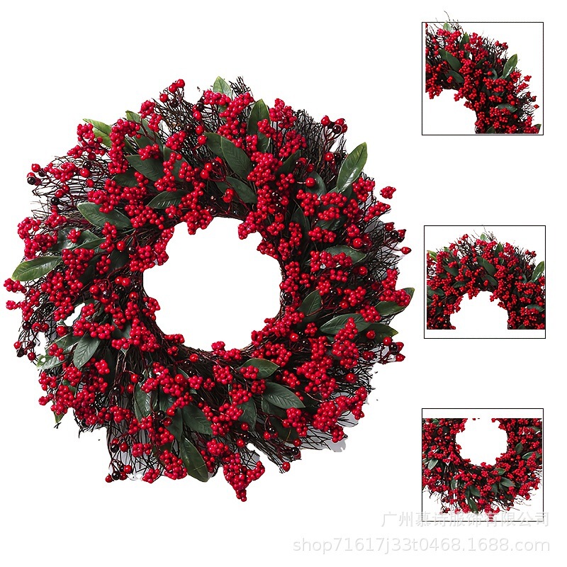 圣诞花环装饰手工仿真圣诞节花圈门挂装饰品Christmas Wreaths|undefined