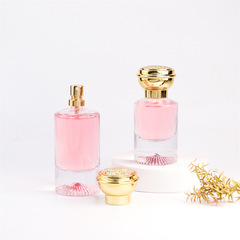 30ml/50ml円形香水瓶透明ガラスの厚い底の花の底は細いスプレーの瓶のバヨネットを押して瓶を分けます。