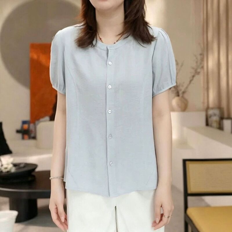 Plus-size clothing casual simple versatile buttoned short-sleeve shirt cardigan top 2026 spring-summer women's fashion Amazon Plus-size clothing casual simple versatile buttoned short-sleeve shirt cardigan top 2026 spring-summer women's fashion Amazon