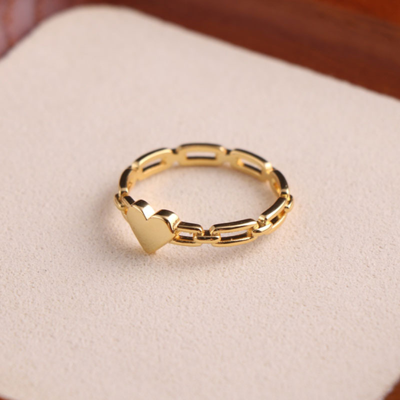 Titanium Steel 18K Gold Plated Retro Plating Heart Shape Titanium Steel Rings display picture 3