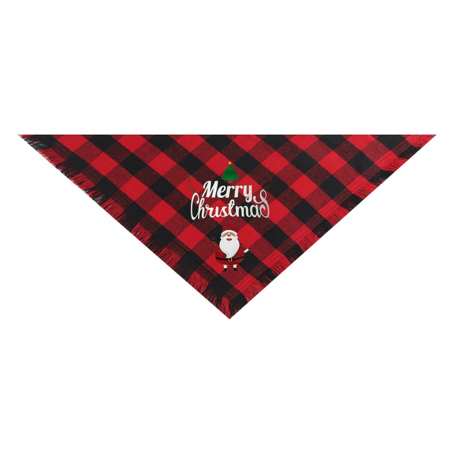 A cuadros borla regalo de Navidad mascota perro toalla triángulo mascota perro saliva toalla perro bufanda decoración al por mayor