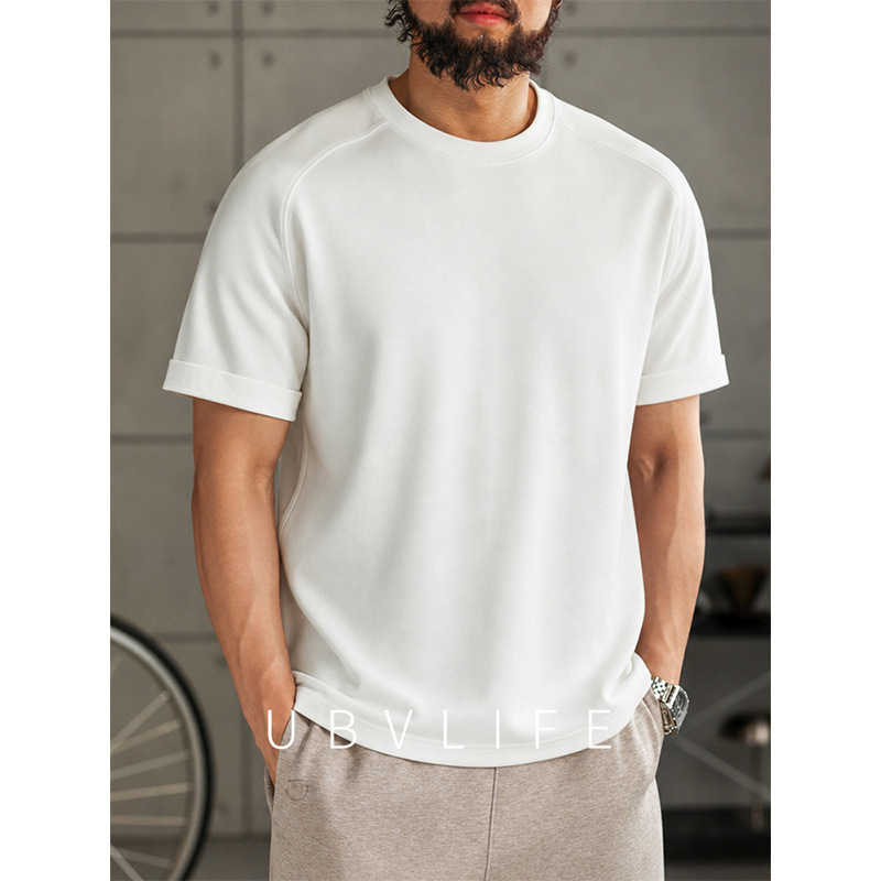Modal Cotton Blend Raglan Small Neckline Short-Sleeved T-Shirt for Men 2026 Summer Elastic Breathable Casual Sports Fitness Clothing Modal Cotton Blend Raglan Small Neckline Short-Sleeved T-Shirt for Men 2026 Summer Elastic Breathable Casual Sports Fitness Clothing
