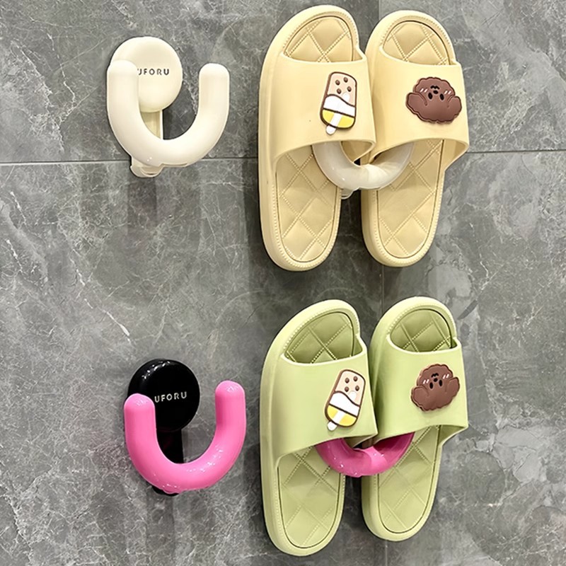 Zapatillas de baño tipo ventura sin perforación tipo pared de baño nuevo tipo de percha de drenaje percha de gancho estante de almacenamiento