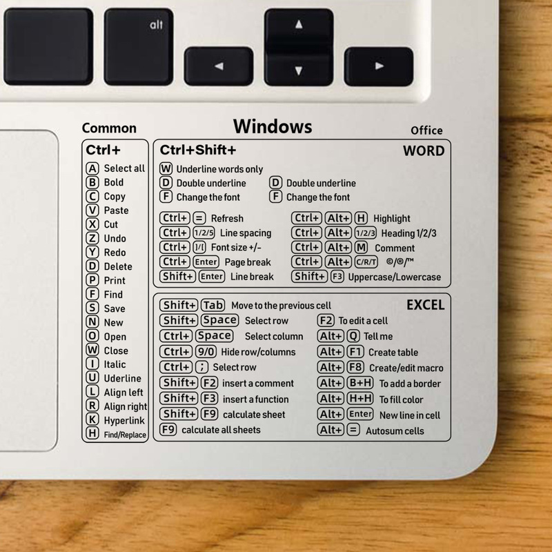 Foreign Trade Cross-border Hot Selling for Mac/Windows/PS Reference Keyboard Guide Simple Transparent Shortcut Key Sticker