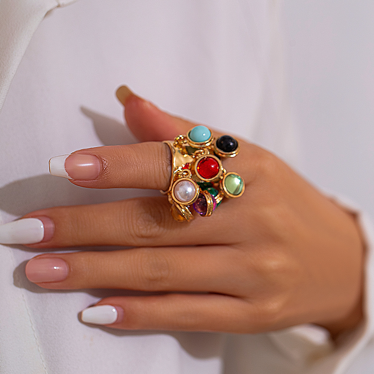 16g Weight Charm Rings Classification 1 Piece Quantity Holiday Occasion Alloy Material Geometric Pattern Women's Gender Plating Design Streetwear Style Streetwear Geometric Arylic Alloy Plating Women's Charm Rings 1