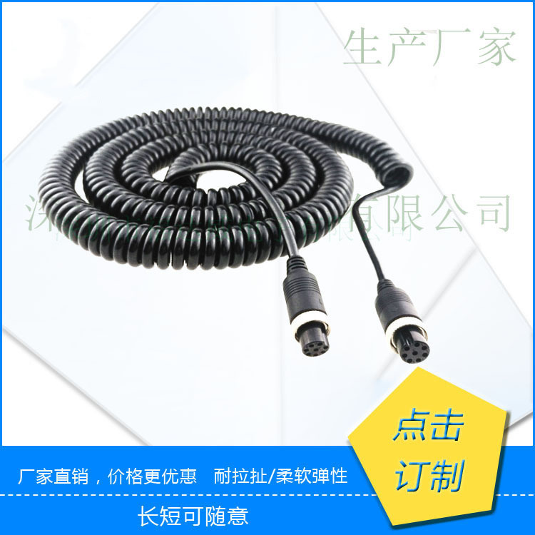 M16-8P弹簧4芯线   航空母对母延长线车载航空线弹簧线 厂家直销