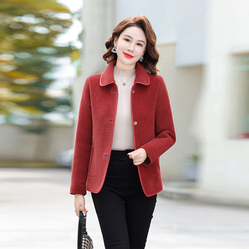 新款毛呢短款大衣时尚水貂绒毛皮一体百搭外套高档气质名媛风女装