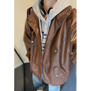 Autumn and Winter New Casual Sports Couple's Motorcycle Clothing Loose Large Size Tops Retro Personalized Leather Jackets