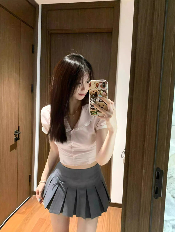 半身裙大码学院风甜辣妹女夏季小个子韩系百褶裙防走光a字短裙|undefined