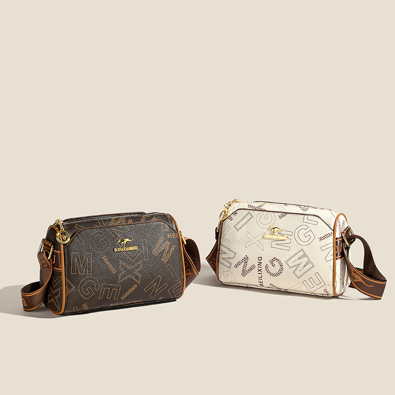 Bolsa de almohada de textura de cuero suave, bolso de hombro de mujer, bolso multicapa, bolso de textura de banda ancha, letras de Boston