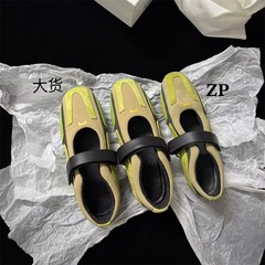 南油高定OFF2025新品魔术贴浅口玛丽珍休闲运动鞋羊皮麂皮手工鞋