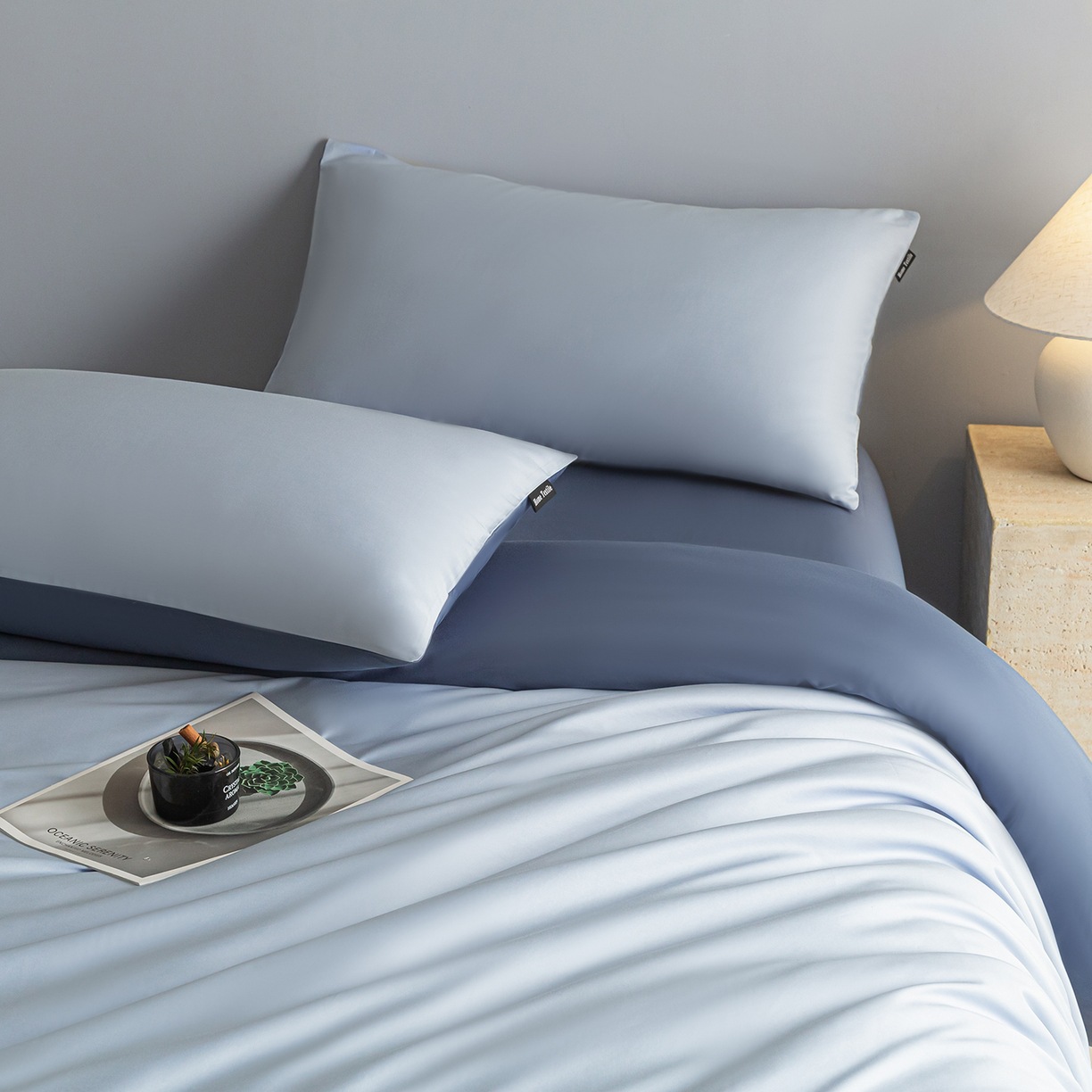 Satin Cotton Bedding Set Two-tone High Thread Count Pure Cotton_voghion.com