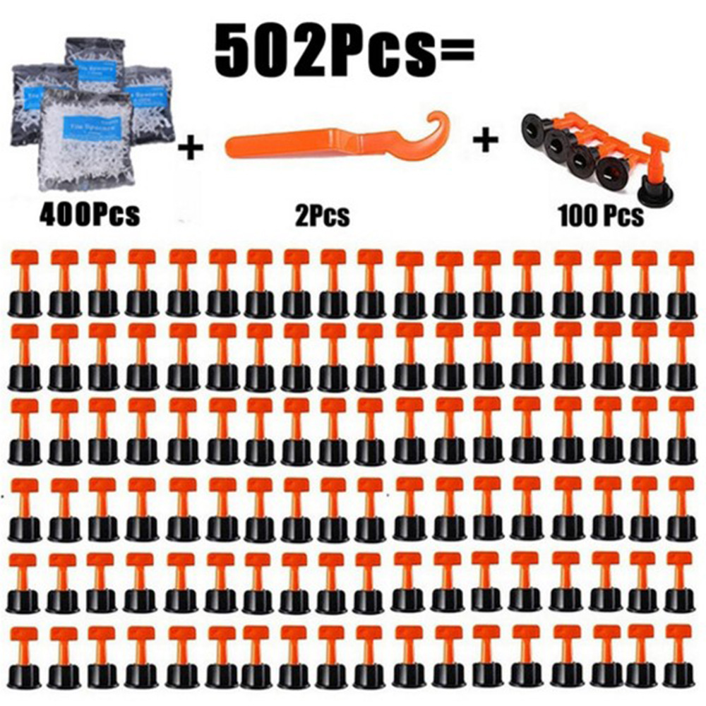跨境 502pcs/袋装瓷砖找平器T型调整器十字架铺地贴墙砖定位工具