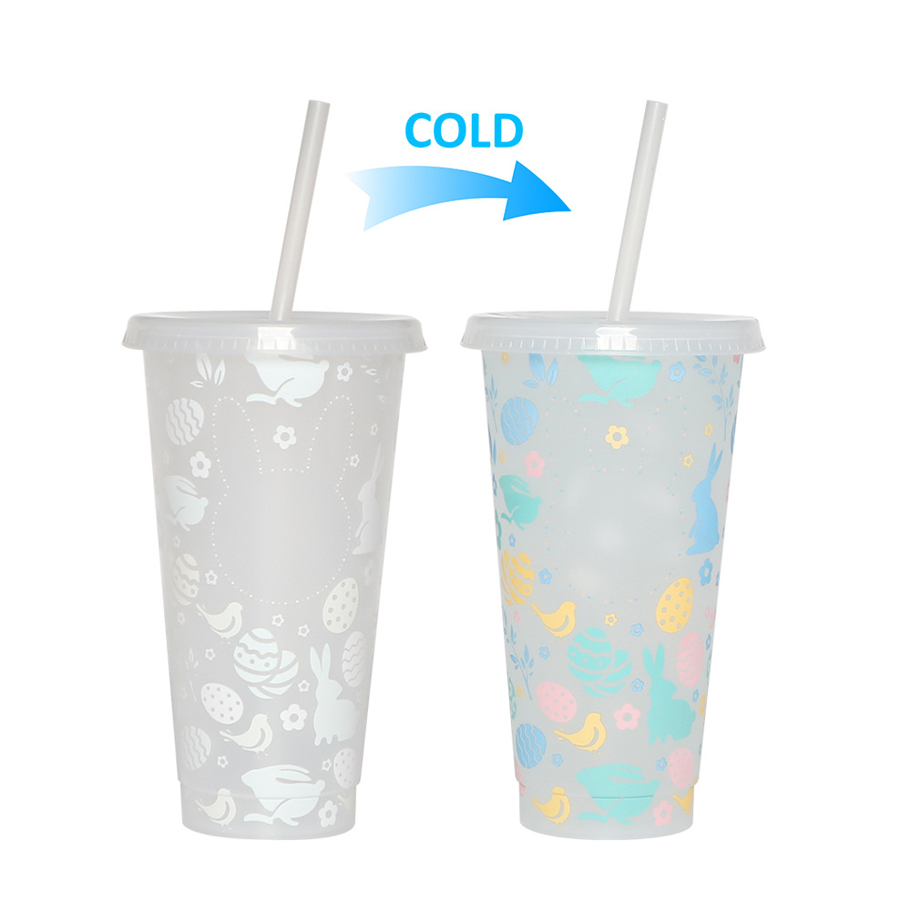 Spot transfronterizo de 710ml taza de plástico de color frío de gran capacidad PP taza de té con leche bebida fría con taza de paja con fábrica de inspección NBCU