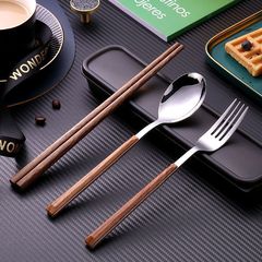 携帯食器ステンレス箸スプーンフォークセット学生サラリーマンスプーン箸フォーク外付け三点セット一人