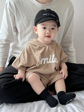 夏季韩版婴儿衣服男童纯棉短袖宝宝可爱卫衣两件套装薄款分体夏装
