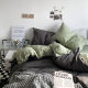 Japanese-style ins simple literary style double solid color quilt cover four-piece bedding sheets dormitory bed three wholesale