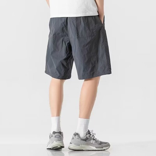 New Harajuku trend all-matching simple Japanese casual shorts, men's summer loose straight mid-pants, lazy and unbranded